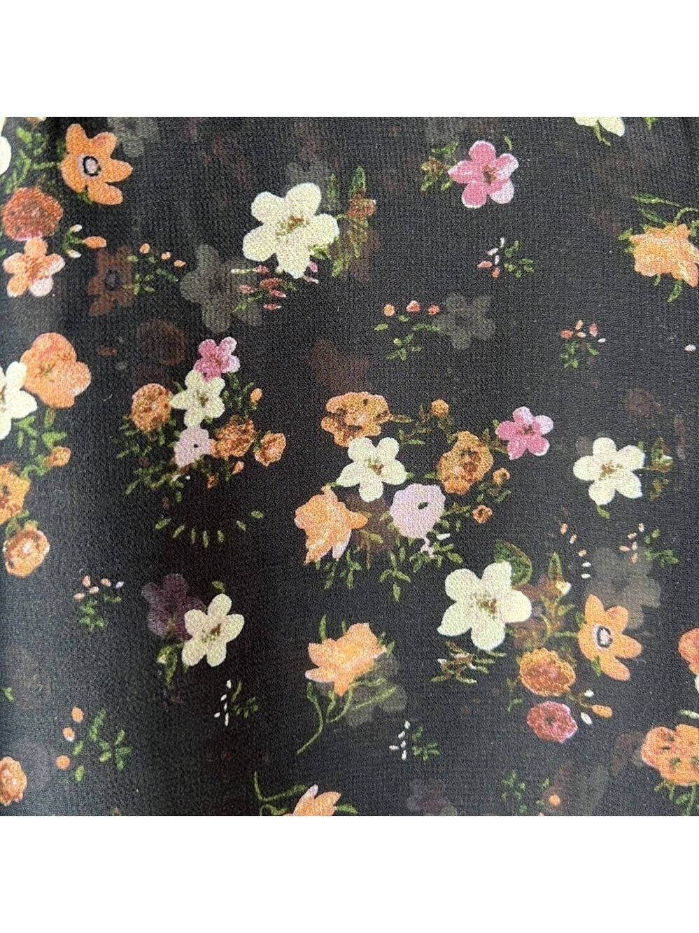 Camber & GRACE Black Floral Sheer Cut Out Sleeve Tunic Small - Picture 11 of 11